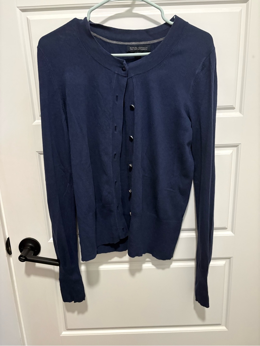 Banana Republic Navy Button-Front Crewneck Cardigan